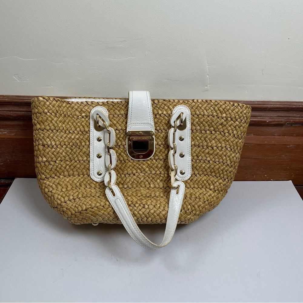 Like New Micheal Kor Santorini Straw Tote